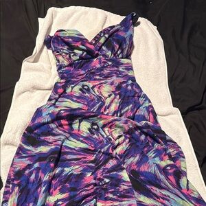 No Boundaries Blue and Purple Patterned Dress